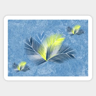 Blue and yellow palms on blue bg Sticker